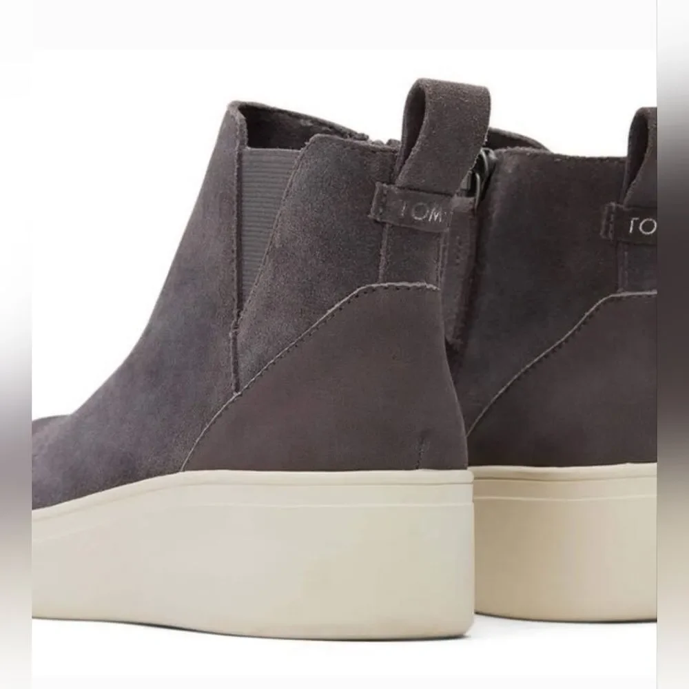 NEW TOMS Women's Gray Suede Wedge Platform Sneakers Booties Boots 9.5